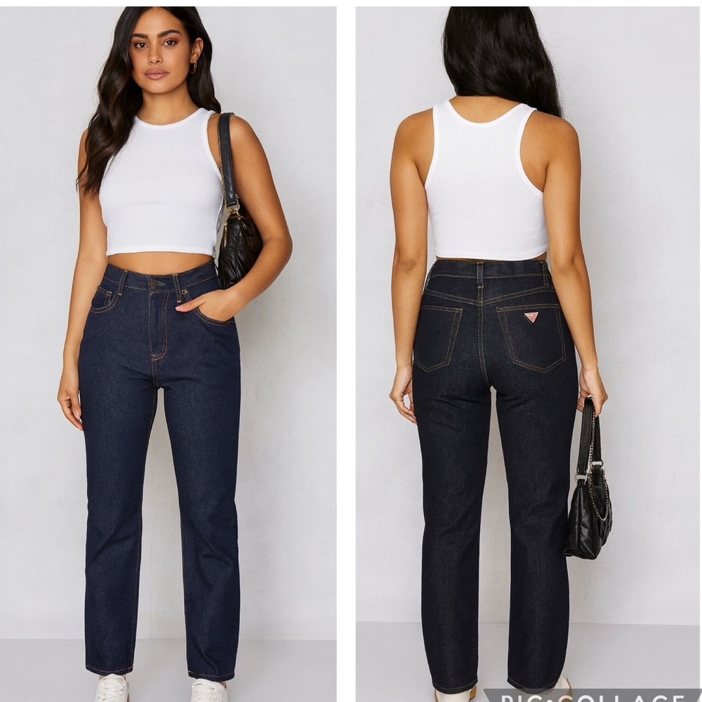 Guess Vintage 90s Dark Blue High‎ Waisted 100% Cotton Jeans Sz. 26